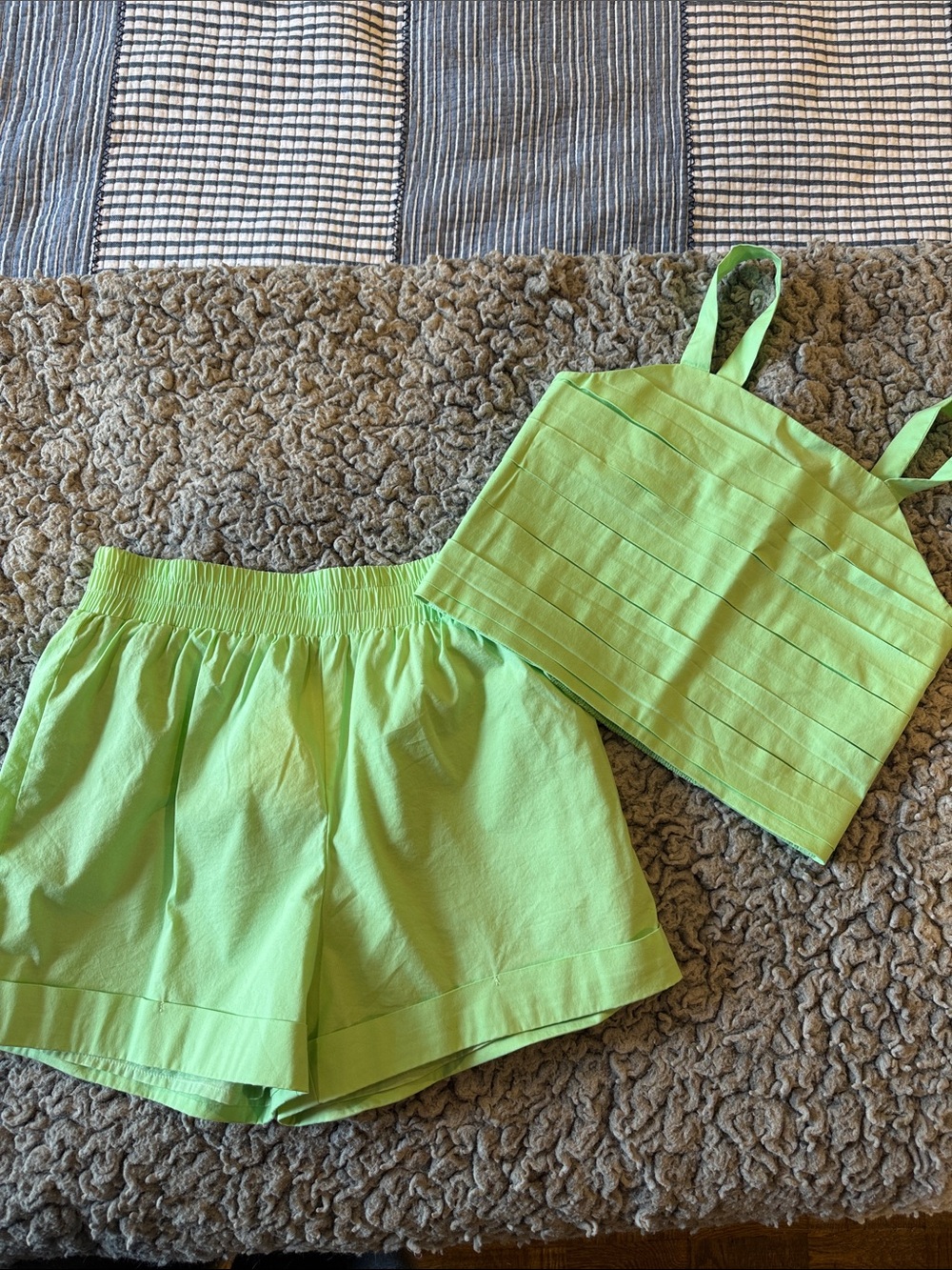 Habitual Lime Green Girls' 2-Piece Matching Set - Tank Top & Shorts